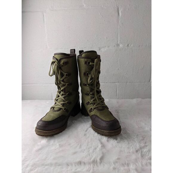 Lucky Brand Alascan Dark Moss / Java Fur Lined Womens Lace Up Green Boots - Sz 9 - Picture 2 of 7